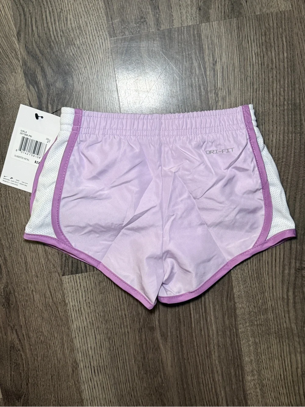 Nike Toddler Light Purple Athletic Running Shorts with White Swoosh